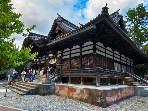Kanazawa, Ishikawa, Japan - August 14, 2023: Cultural Retreat Naga-machi's Japanese Temple