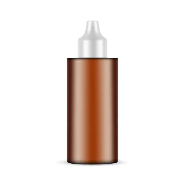 Vector illustration of Amber Dropper Bottle Mockup For Skin Care Serum