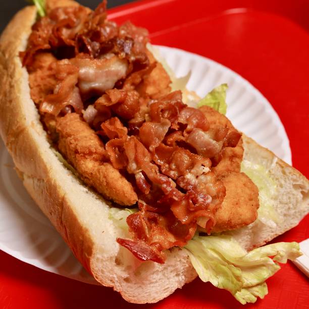 istock Chicken cutlet, with lettuce, tomato, bacon, ketchup and mayo 2072769291