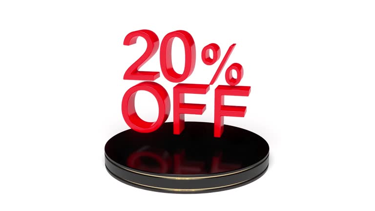 Marketing Red 20 percent off on black podium able to loop endless