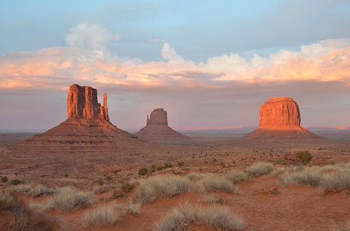 The Monument Valley, a famous landmark in the Navajo tribal park