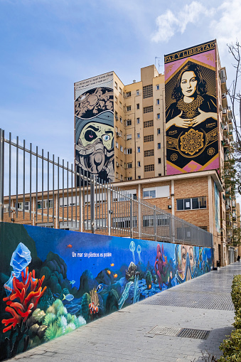 Large murals in the Soho Málaga, a central neighbourhood in Malaga and an icon of urban art, whose most recognisable feature is the large graffiti art, with several art and cultural centres