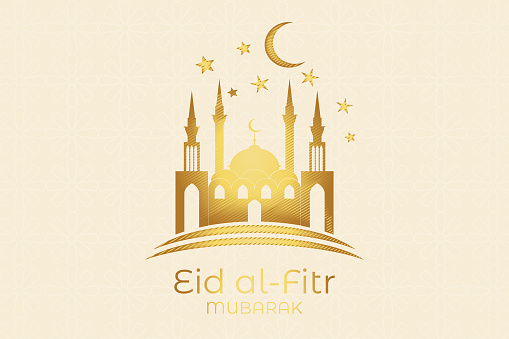 Luxurious Eid al-Fitr, Ramadhan holiday decoration greeting card