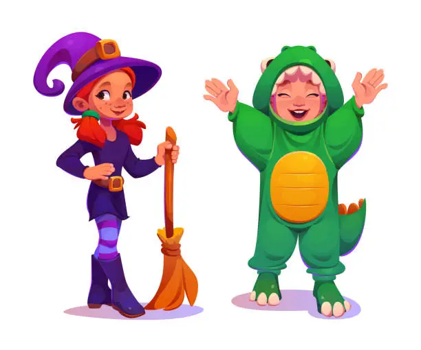 Vector illustration of Kids wearing cute costume for carnival