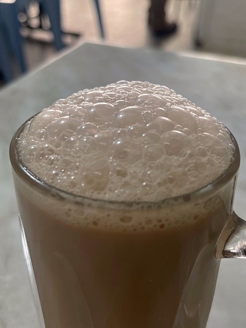 Tea with milk or popularly known as Teh Tarik in Malaysia.