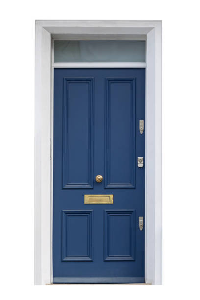 istock classic blue entrance door isolated on white background 2072948153