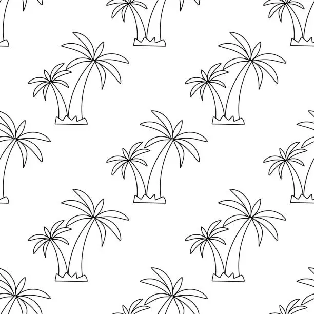 Vector illustration of Seamless pattern Palm trees Tropical tree beach