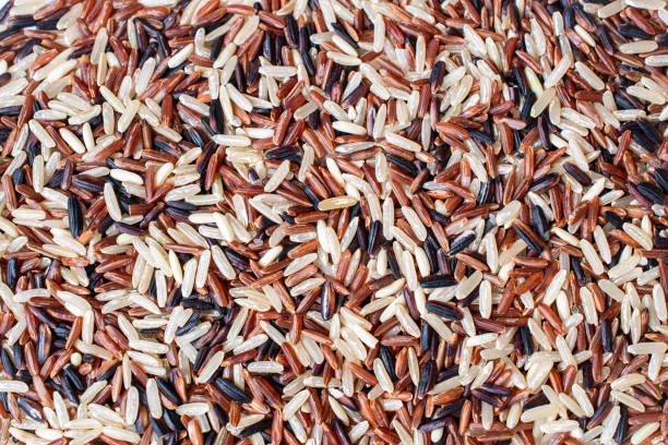 Close up of boiled brown rice in a bowl
