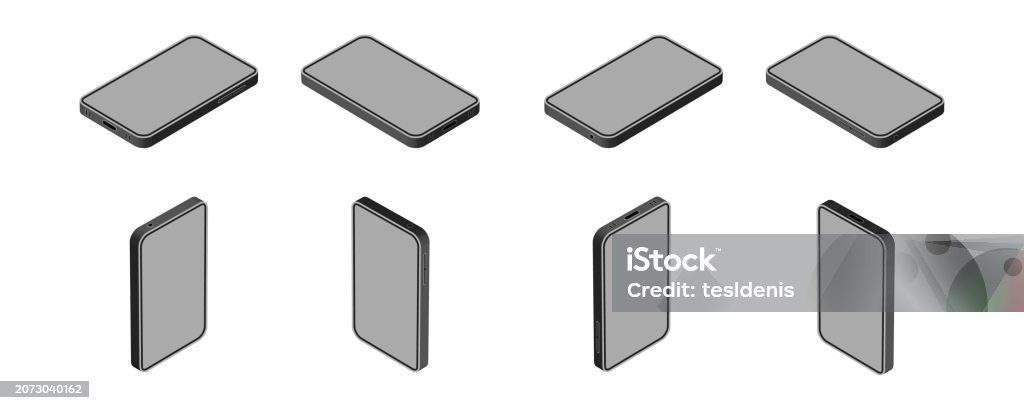 Phone Isometric Model Isometric Views Of Mobile Devices Stock Illustration - Download Image ...