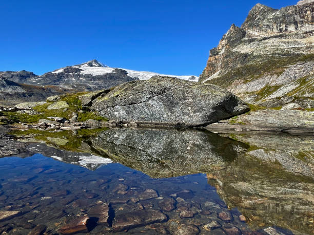 平和なオアシス:アルプス湖のパノラマ、ヴァノワーズ国立公園、オートアルプス、フランス - european alps europe high up lake ストックフォトと画像
