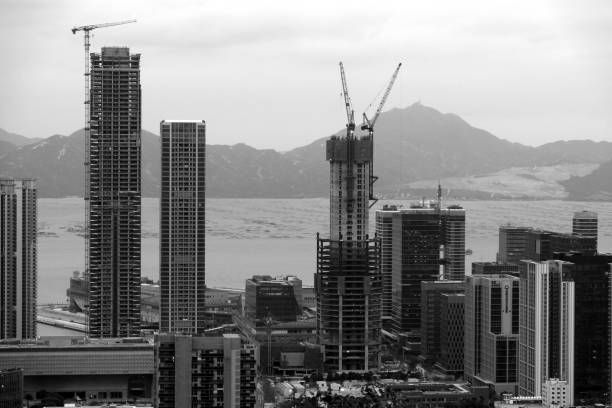 View of Shekou tall residential buildings constructions overlooking Shenzhen bay, Guangdong province, China