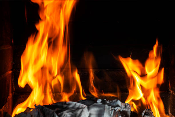 fire in the room on a dark background. Disasters, fires, natural disasters. Ecological catastrophy