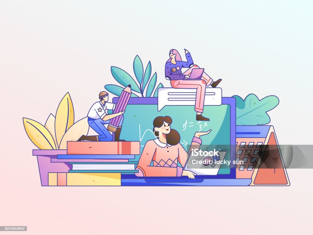 Learning Depiction Education And Learning People Flat Vector Concept Hand Drawn ...