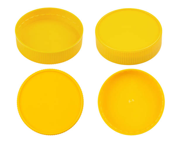 istock Yellow plastic lid isolated on white background. Plastic round jar lid. 2073150206