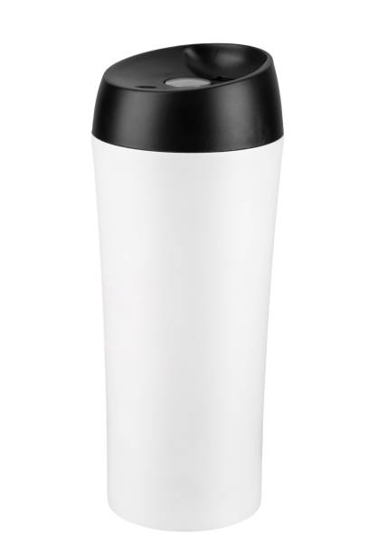 istock Thermo mug made of stainless steel, white, isolate on white. Bottle stainless- thermos. 2073151756