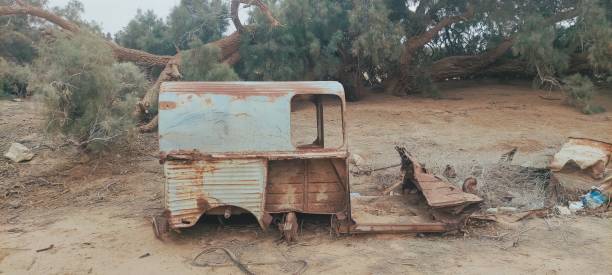 Old abandoned car in Africa Tunisia