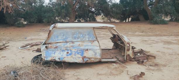 Old abandoned car in Africa Tunisia