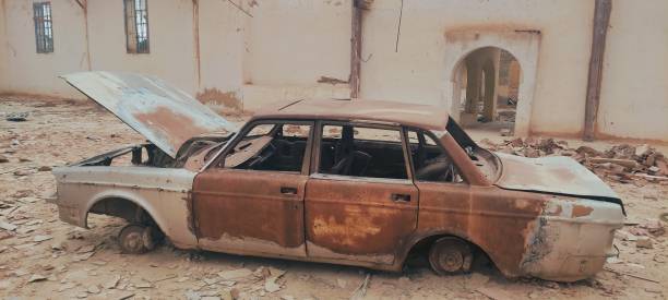 istock Old abandoned car in Africa Tunisia 2073154358