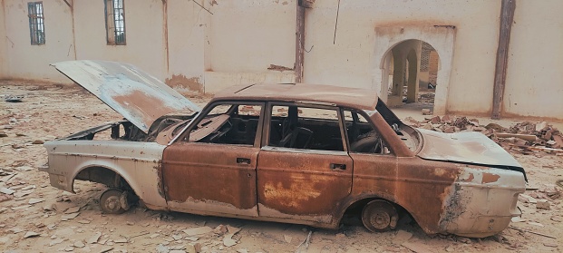 Old abandoned car in Africa Tunisia 2024