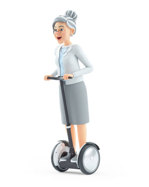 istock 3d cartoon granny riding a segway 2073173234