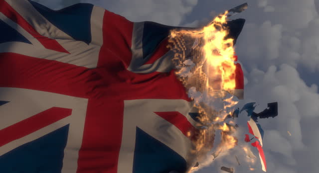 Burning Unity: Symbolic Animation of the European Union Flag Turning to Ashes
