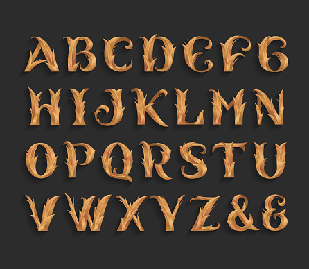 Golden leaves ornate alphabet font. Typeset for labels, headlines, posters, monograms etc.
Stock vector typescript for your design.