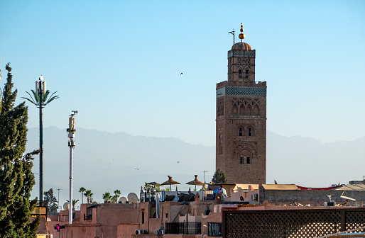 Marrakesh Morocco, 15.11.2024. View on the Koutoubia Mosque in medina of Marrakech town in Morocco, North Africa, Africa