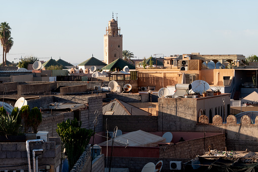 Marrakesh Morocco, 16.11.2024. View on the top roofs of Marrakech town in Morocco, North Africa, Africa