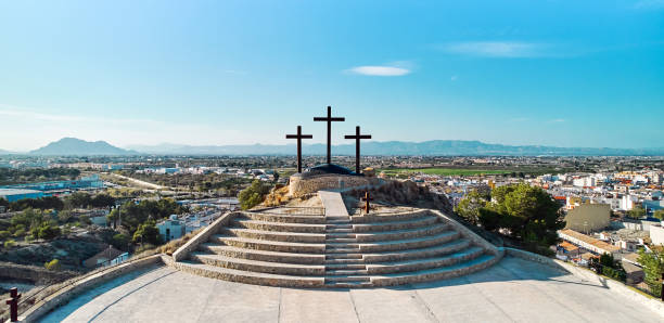 istock Monte Calvario and three crosses against blue sky view 2073280703