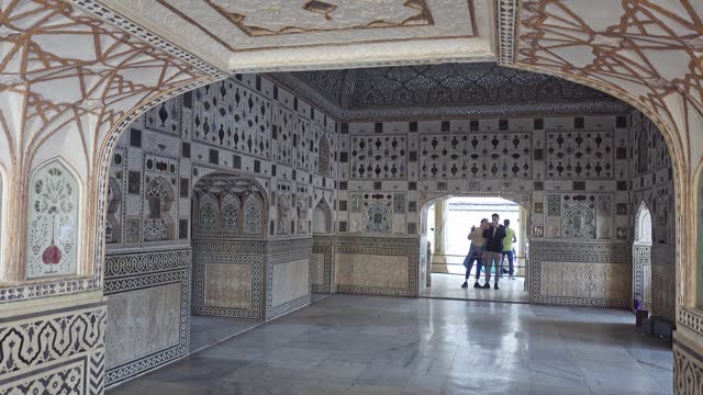 Beautiful walls of the Interior of Shish Mahal (Palace of Mirrors)