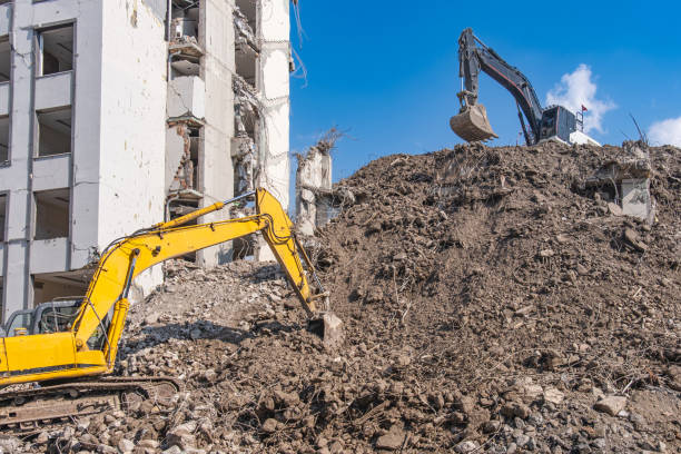 Heavy machinery is working hard from the collapse of a building in Bangkok, Thailand.
