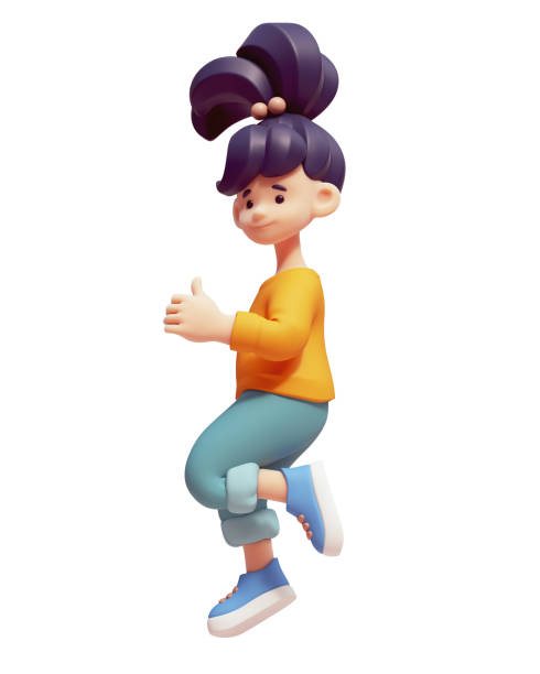 istock Smiling child girl in jumping pose. 2073362229