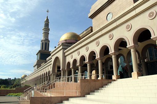 Samarinda,Indonesia - January 21, 2018 : The exterior of the Baitul Muttaqien mosque, also known as the Islamic center, is beautiful.