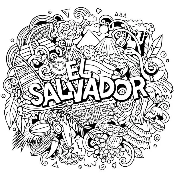 Vector illustration of El Salvador cartoon doodle illustration. Funny local design.