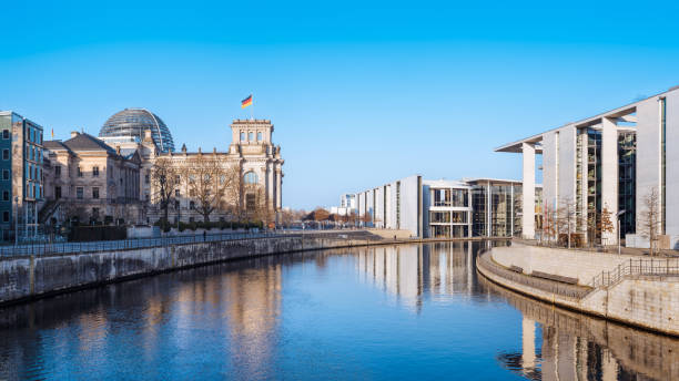 berlin, germany panoramic view of the administrative district of berlin bundestag stock pictures, royalty-free photos & images