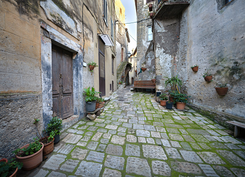 Narrow alley in a medieval village in Grosseto Province