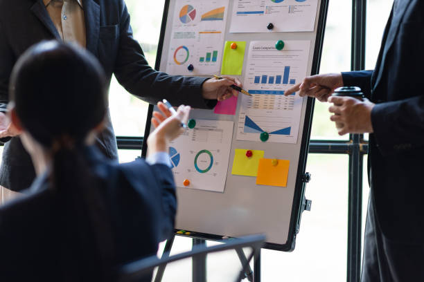istock Business meetings, brainstorming presentations and discussions exchange ideas with colleagues in the organization. Investment strategy analysis and business planning. 2073485473