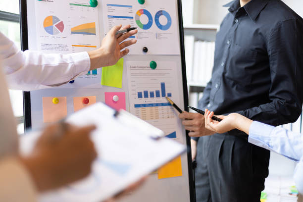 istock Business meetings, brainstorming presentations and discussions exchange ideas with colleagues in the organization. Investment strategy analysis and business planning. 2073486515
