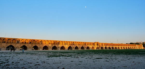 Isfahan, Iran-June 30, 2023: Si-o-se-pol Bridge, name of The Allahverdi Khan Bridge