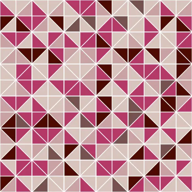 Vector illustration of Bright seamless geometric pattern. Pink mosaic endless texture. Abstract vibrant trendy tile background. Fashion repeatable print