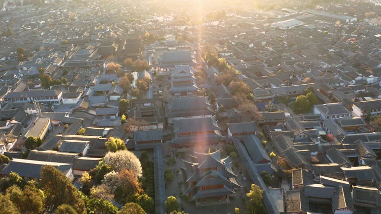 Aerial view of Lijiang Old Town,Yunnan,China.