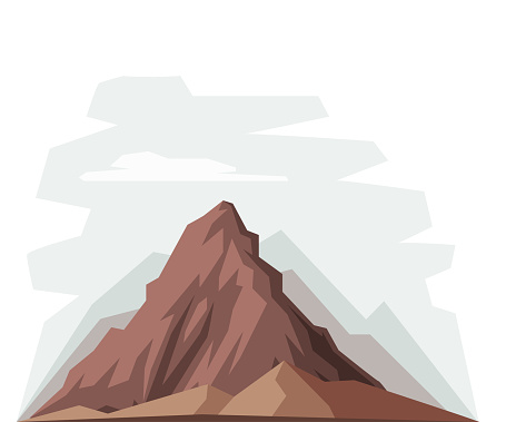 Elevated Mountain Peak and Summit with Bedrock Vector Illustration. Rising High Rock or Heap as Extreme Terrain for Climbing and Trekking Tourism Concept