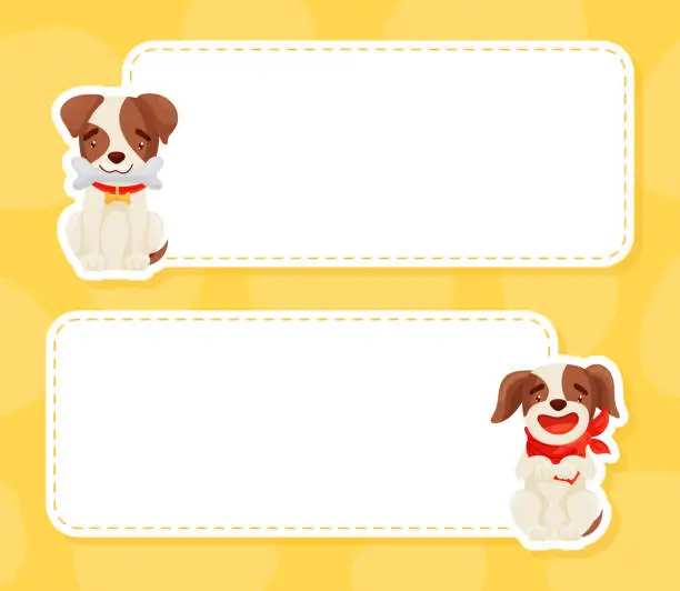 Vector illustration of Empty Card with Jack Russell Terrier Puppy Character Vector Template