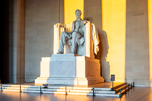 Statue of Lincoln in the Linsoln Memorial.