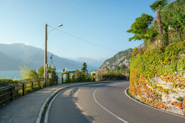 Motor road near Lake stock photo