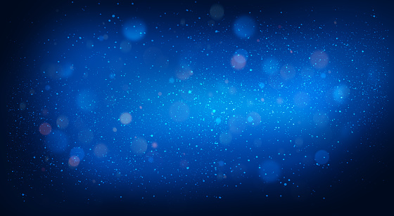 dark blue background with flying particles and small specks of dust