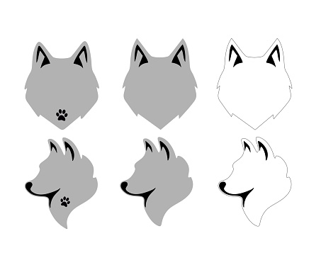 Husky vector illustration for logo. Engraving mockup