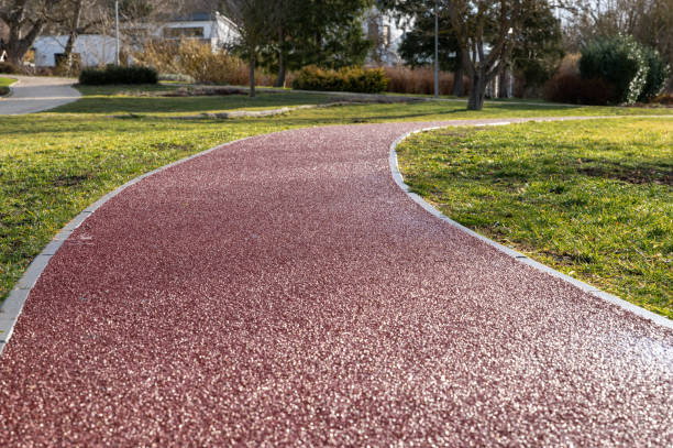 istock Orange running track in a public park 2073570668