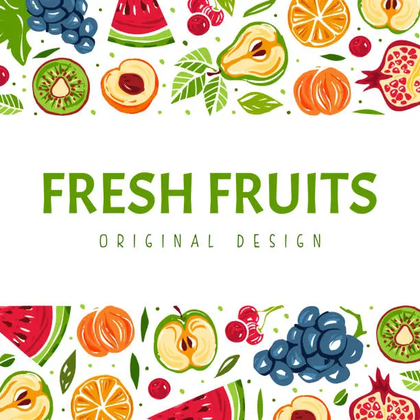 Vector illustration of Juicy Fruit Card Design with Text Sample Vector Template