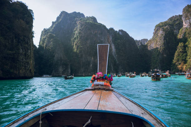 istock Sailing in Pileh Lagoon(Pi Leh Bay) with a long-tail boat, Ko Phi Phi Leh, Thailand 2073587016